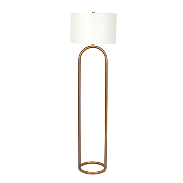 Vivid Brass Ring Base Floor Lamp With Large White Drum Shade Antique Brass,White Table&Floor Lamps Brass,Linen