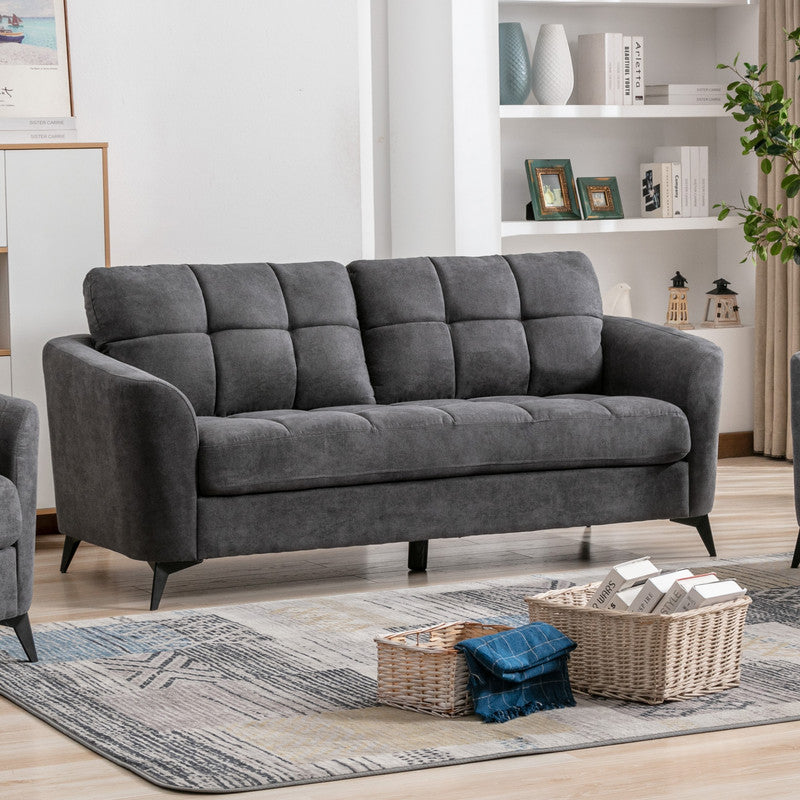 Callie 79" Gray Woven Fabric Sofa Gray Velvet