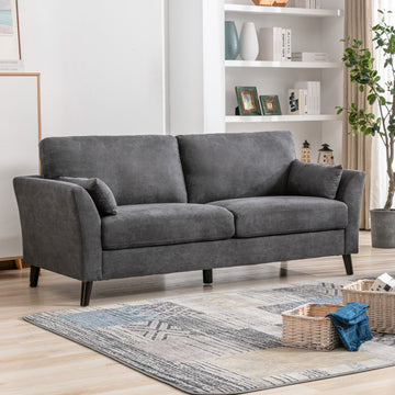 Damian 77" Gray Woven Fabric Sofa Gray Velvet