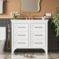 36'' Bathroom Vanity With Resin Sink Combo, Free Standing Single Vanity Set With Four Drawers, Solid Wood Frame Bathroom Storage Cabinet Same As Sw000128Aak White Bathroom Modern Solid Wood Mdf