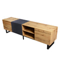 Modern Tv With 3 Cabinets& Open Shelves, Color Matching Media Console Table For Tvs Up To 80'', Entertainment Center With Drop Down Door For Living Room, Bedroom, Home Theatre Wood Brown Primary