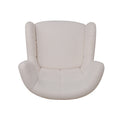 Mid Century Accent Chair, Ivory White, Modern Retro Club Chair, Birch Frame, Upholstered Teddy Wool Fabric, Single Sofa Armchair For Small Spaces, Living Room, Bedroom, Reading Corner, Balcony,Office Ivory White Espresso Primary Living Space