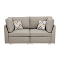 Amira Beige Fabric Sofa And Loveseat Living Room Set With Pillows Beige Fabric