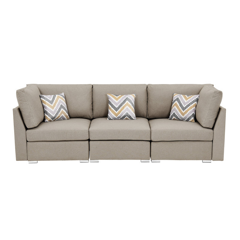 Amira Beige Fabric Sofa And Loveseat Living Room Set With Pillows Beige Fabric