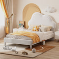 Twin Size Upholstered Cloud Shape Bed ,Velvet Platform Bed With Headboard,No Box Spring Needed,Beige Twin Beige Velvet