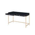 Ottey Black High Gloss & Gold Finish Writing Desk Black Metal,Synthetic Wood