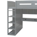 Full Size Loft Bed With Desk, Wardrobes, 4 Drawers And 4 Shelves Gray Full Gray Solid Wood