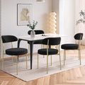 Boucle Upholstered Dining Chairs With Curved Backrest & Gold Metal Legs Set Of 4, Black Metal Black Gold Dining Room Foam Classic,Modern Dining Chairs Set Of 4 Or More Fabric Metal