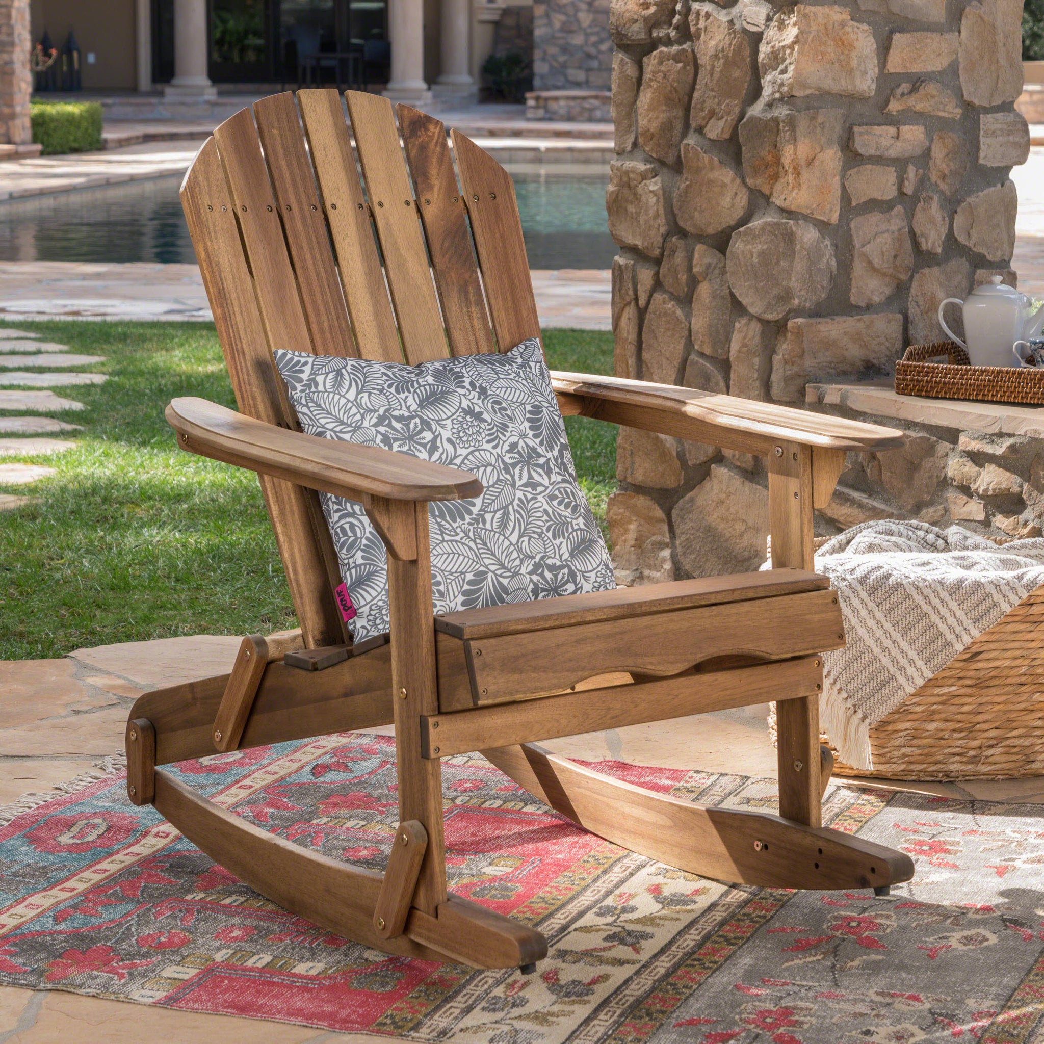 Malibu Adirondack Rocking Chair Natural Wood