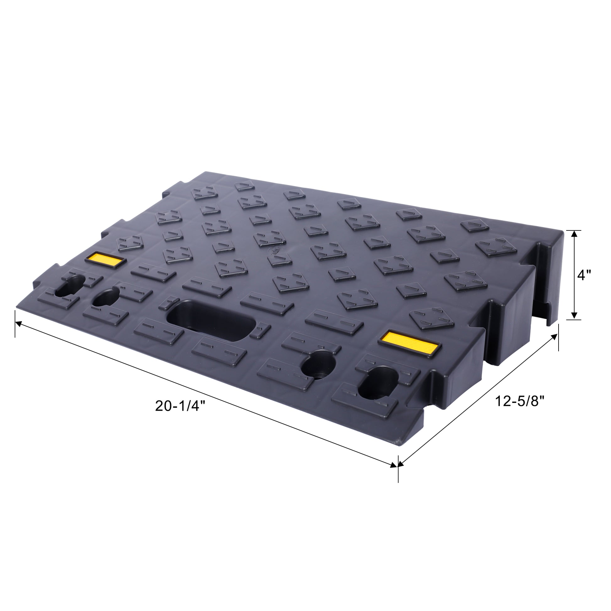 4" High 2 Piece Portable Automotive Curb Ramp, Heavy Duty Plastic Threshold Ramp Track Interlocking Step Ramp Structure 6600 Lbs Load Capacity For Cars, Wheelchairs, Bikes, Motorcycles Black Plastic
