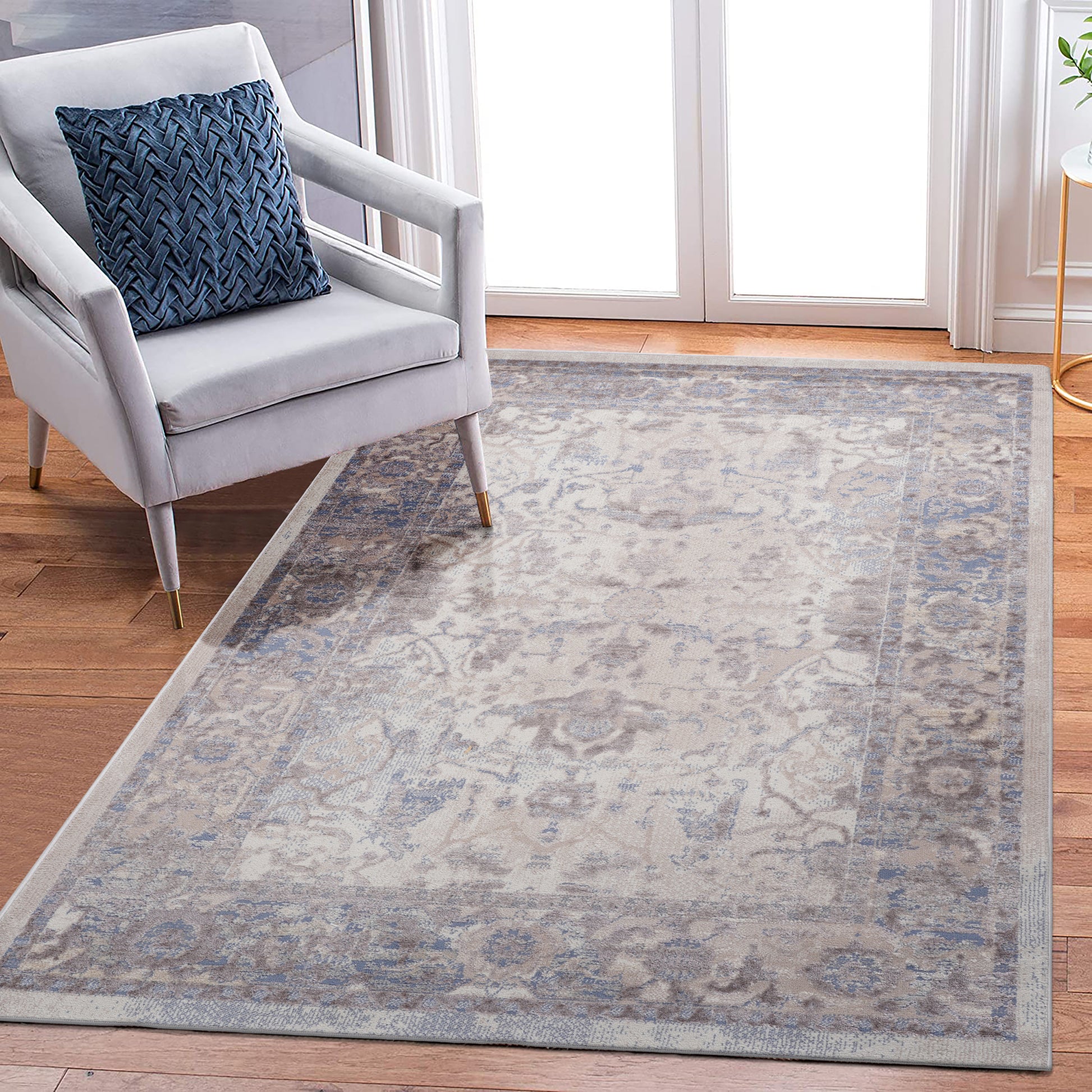 8X10 Brown Beige Traditional Non Shedding Living Room Bedroom Dining Home Office Stylish And Stain Resistant Area Rug Brown Beige Polyester