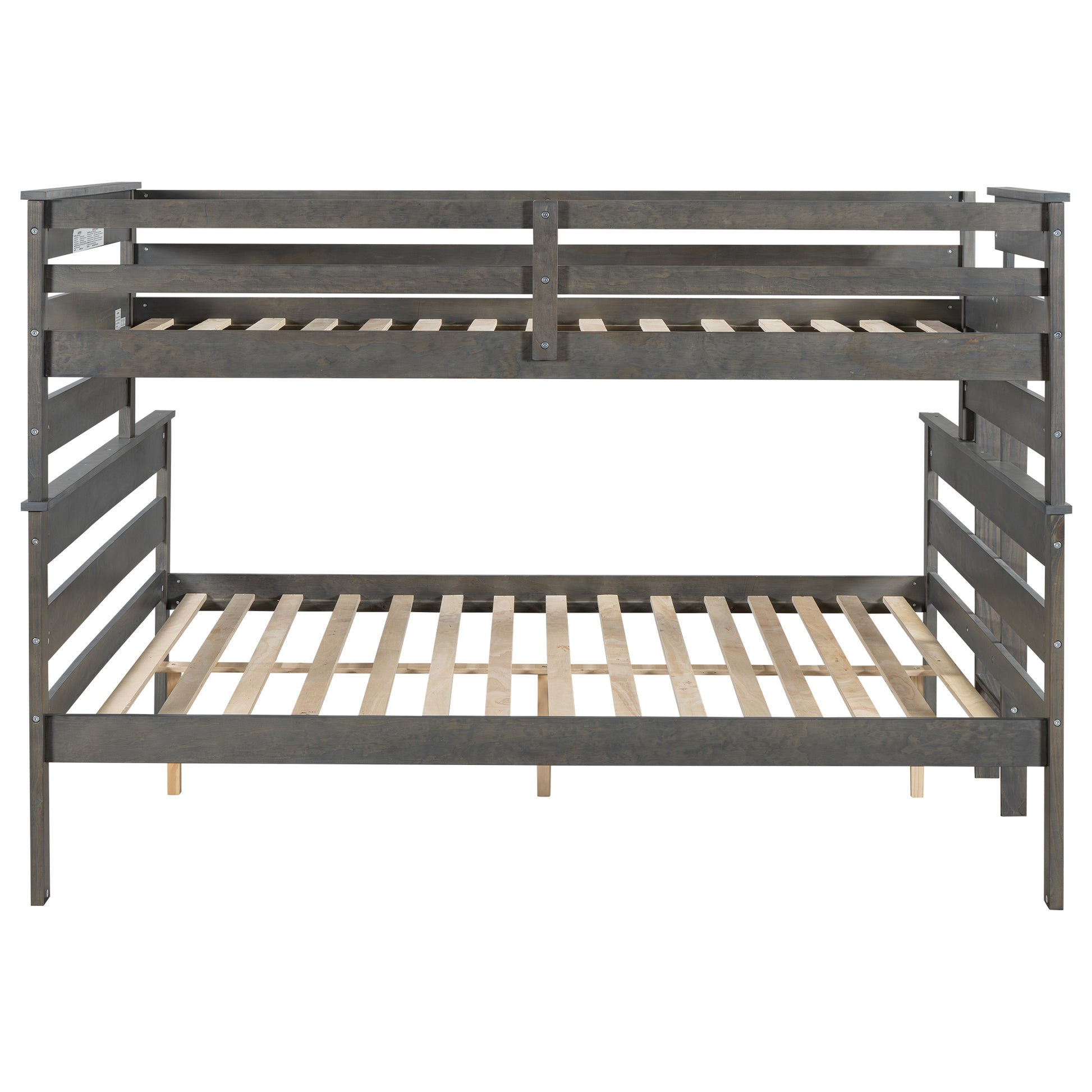 Wood Twin Xl Over Queen Bunk Bed With Ladder, Gray Twin Xl Box Spring Not Required Gray Wood Bedroom Bunk Solid Wood Mdf