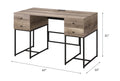 Desirre Rustic Oak & Black Finish Wirting Desk W Usb Port Oak Synthetic Wood