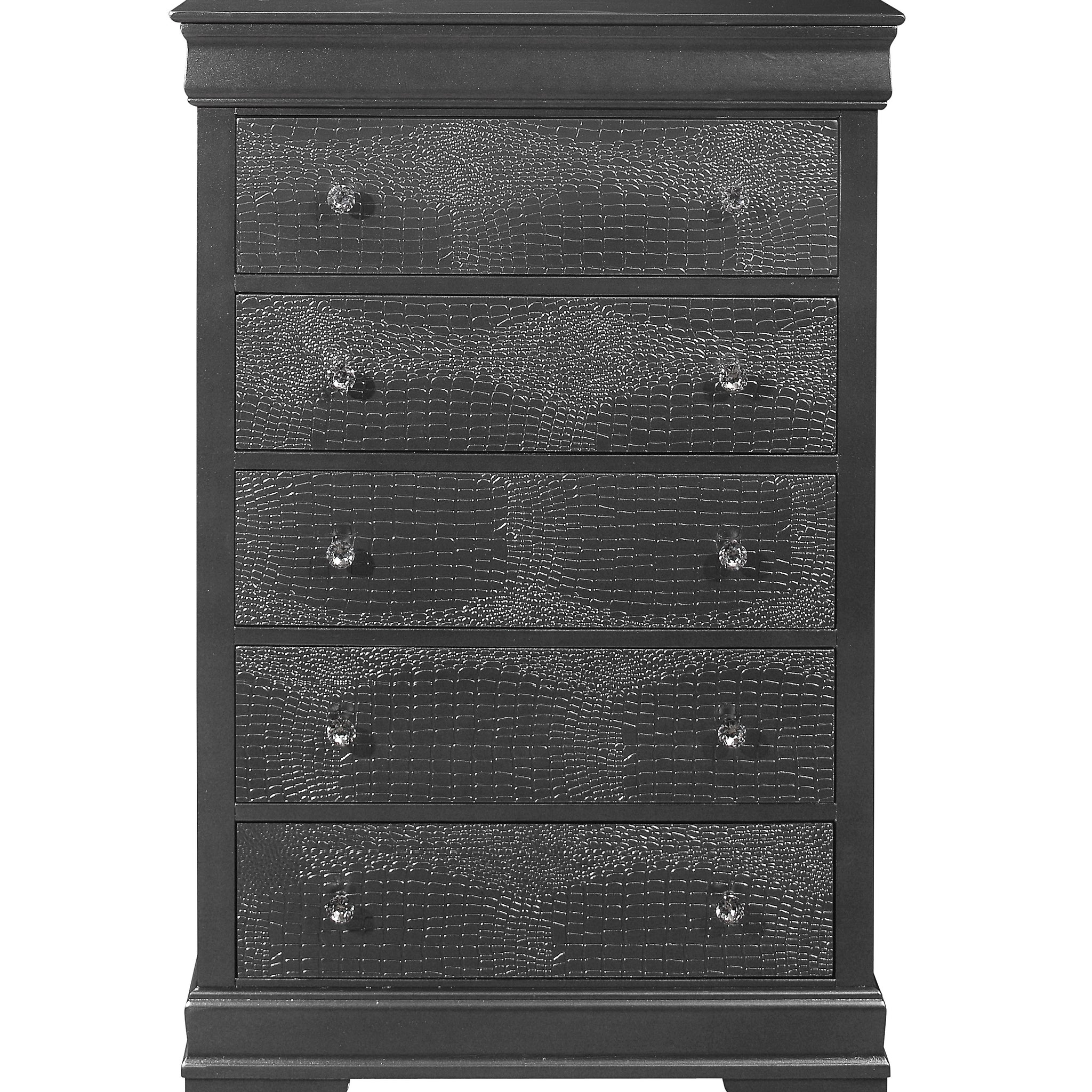 Shaker Crocodile Metallic Grey Chest Metallic Grey Solid Wood Mdf