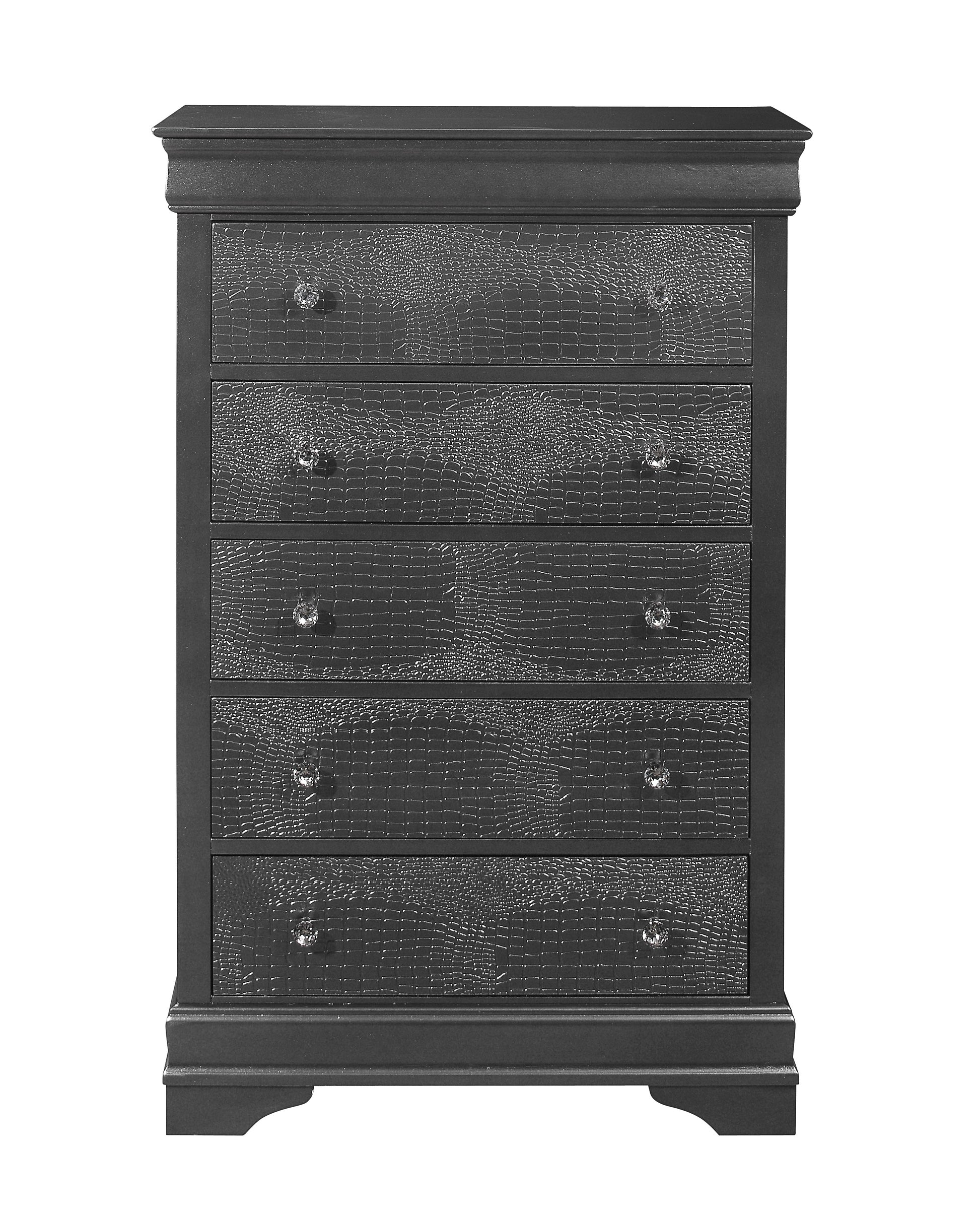 Shaker Crocodile Metallic Grey Chest Metallic Grey Solid Wood Mdf