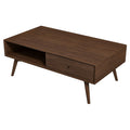 Caroline Walnut Coffee Table Dark Brown Brown Primary Living Space Mid Century Modern Walnut Rectangular Solid Wood