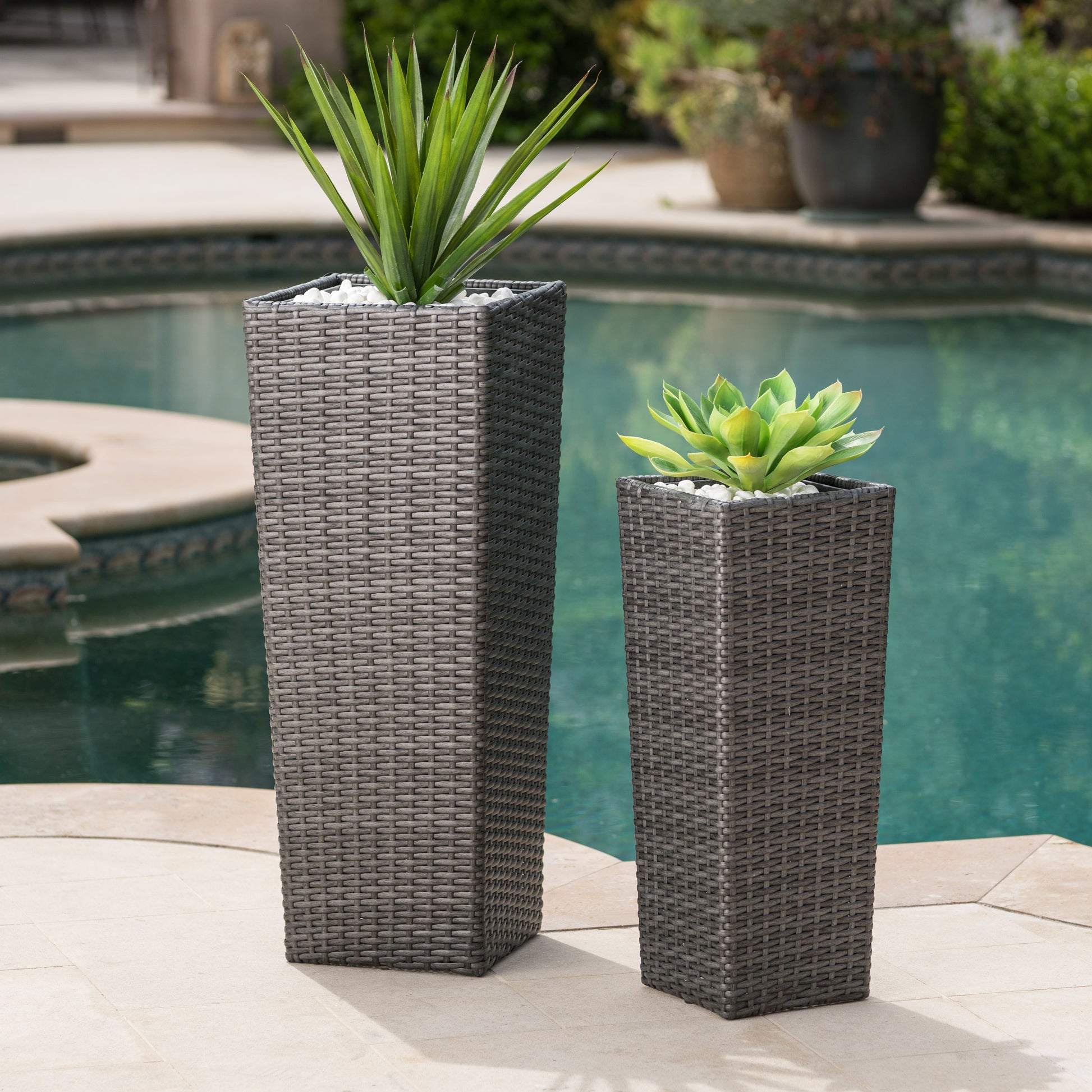 Rattan Flower Pot Grey Grey Rattan