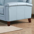 Westcott Leather Sofa Blue Memory Foam Genuine Leather 3 Seat