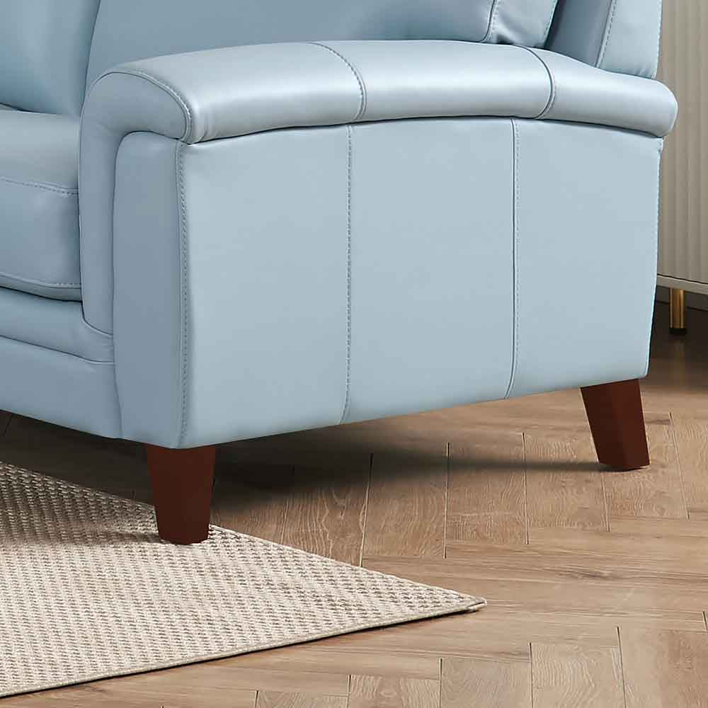 Westcott Leather Sofa Blue Memory Foam Genuine Leather 3 Seat