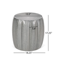 Metal Drum End Table Antique Silver Primary Living Space Contemporary Coffee & End Tables Iron