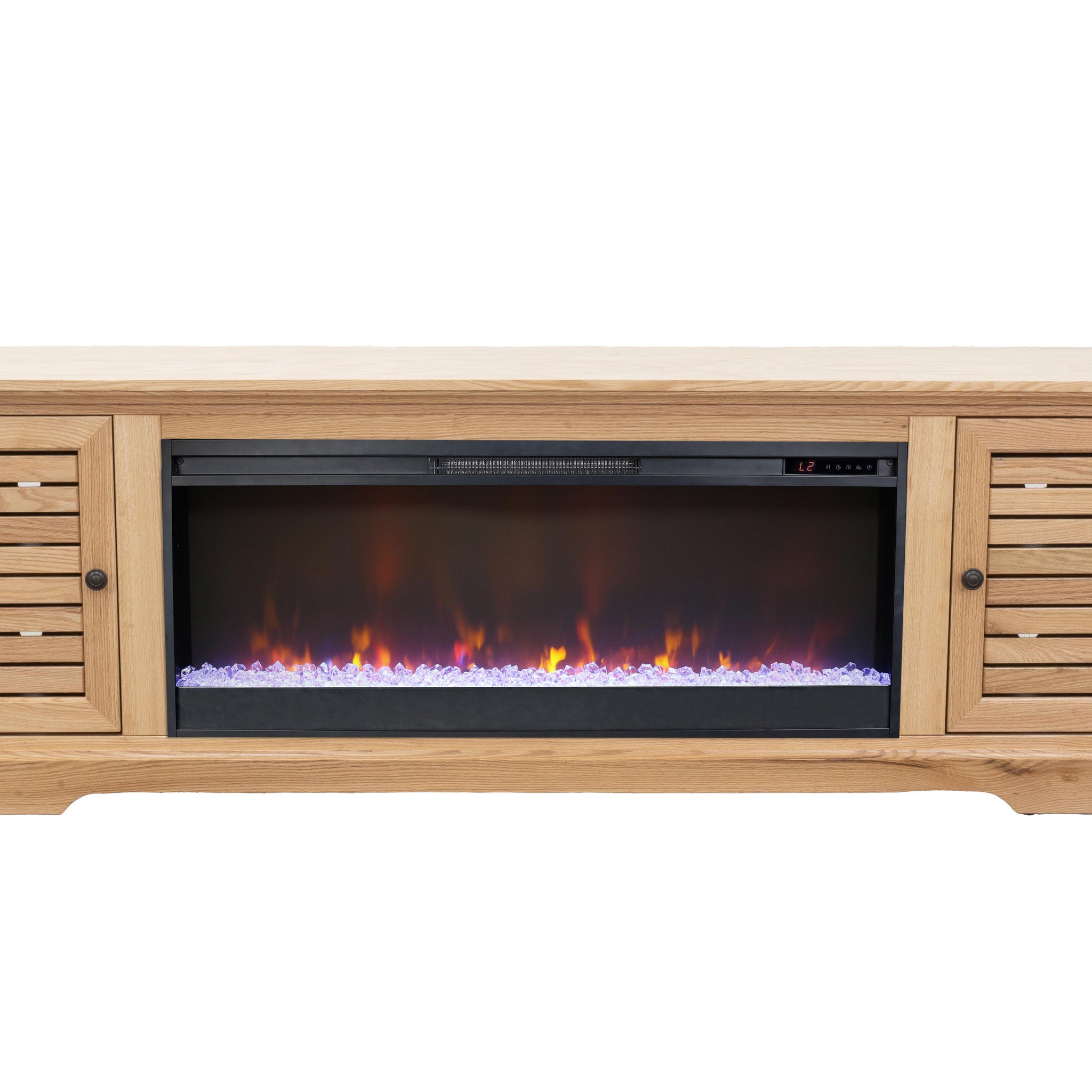 83 Inch Electric Fireplace Tv Console For Tvs Up To 95 Inches, Natural Finish Natural 90 Inches Or Larger Wood