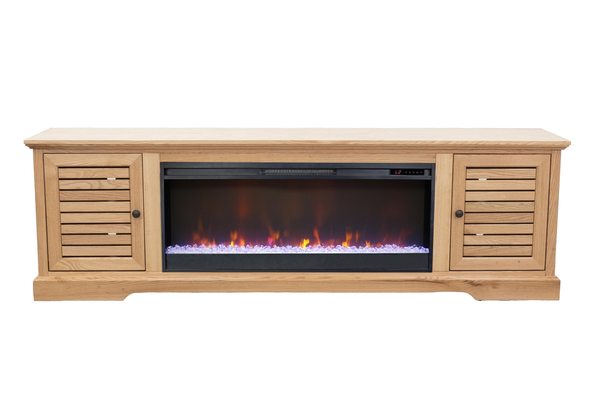 83 Inch Electric Fireplace Tv Console For Tvs Up To 95 Inches, Natural Finish Natural 90 Inches Or Larger Wood