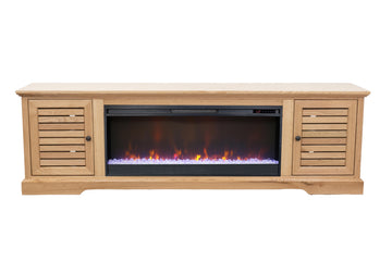 83 Inch Electric Fireplace Tv Console For Tvs Up To 95 Inches, Natural Finish Natural 90 Inches Or Larger Wood