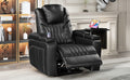 Pu Leather Power Recliner Home Theater Recliner With Power Adjustable Headrest, Wireless Charging Device, Usb Port, Storage Arms, Cup Holder And Swivel Tray Table For Living Room, Black Black Foam Pu Leather