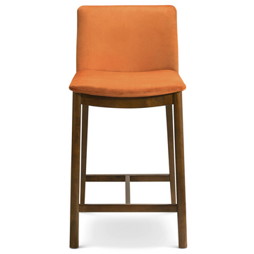 Shannon Counter Chair In Burnt Orange Velvet Solid Brown,Burnt Orange Brown Dining Room Foam Wipe Clean Mid Century Modern Bar Stools Solid Back 1 Foam Solid Wood,Velvet