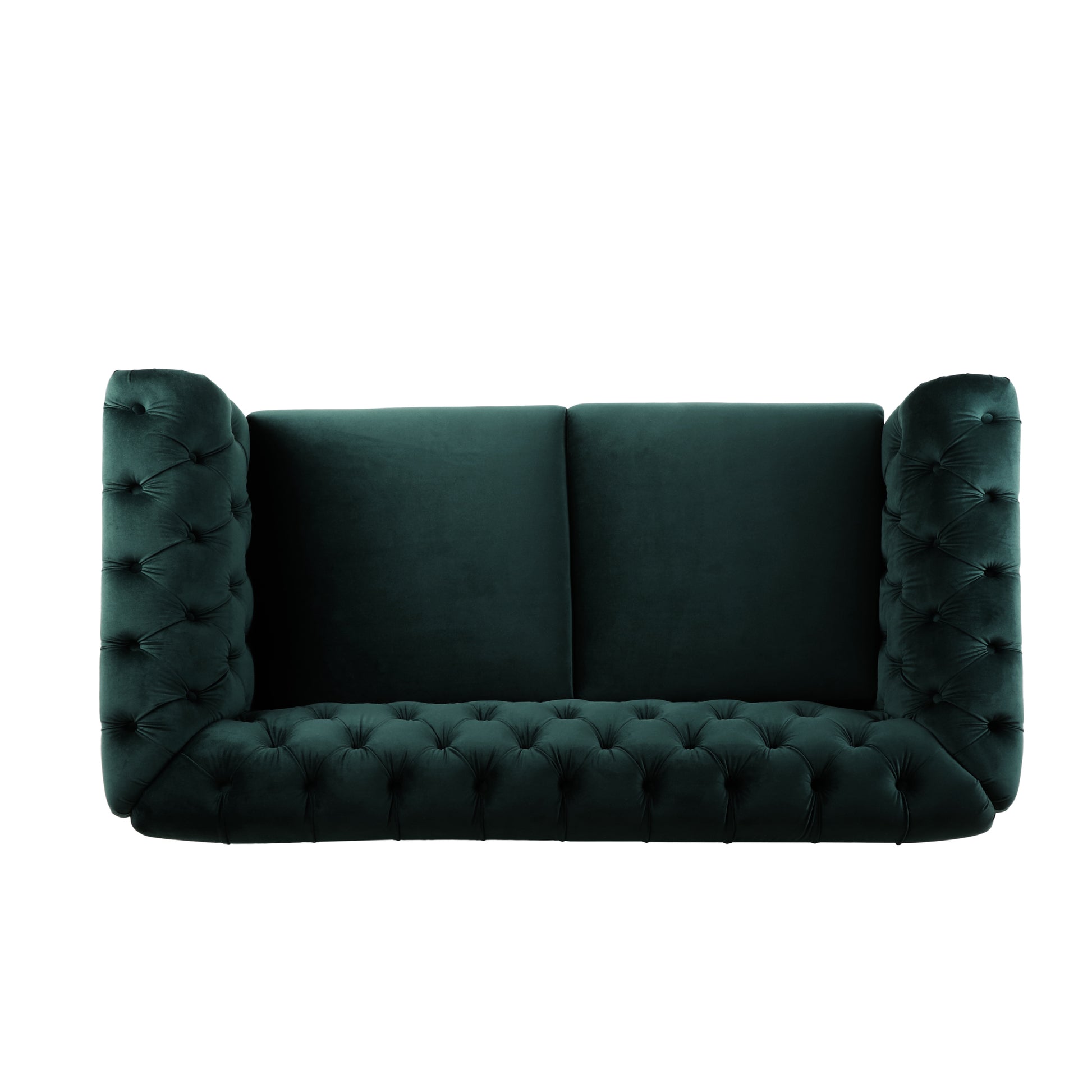 Vivalux 59.44" Chesterfield Velvet Loveseat Sofa,2 Person Rolled Arm Dutch Plush Upholstered Sofa Couch With Tufted Button For Living Room, Bedroom, Small Places,Forest Green Dark Green Espresso Velvet Wood Primary Living Space Soft Tufted Back