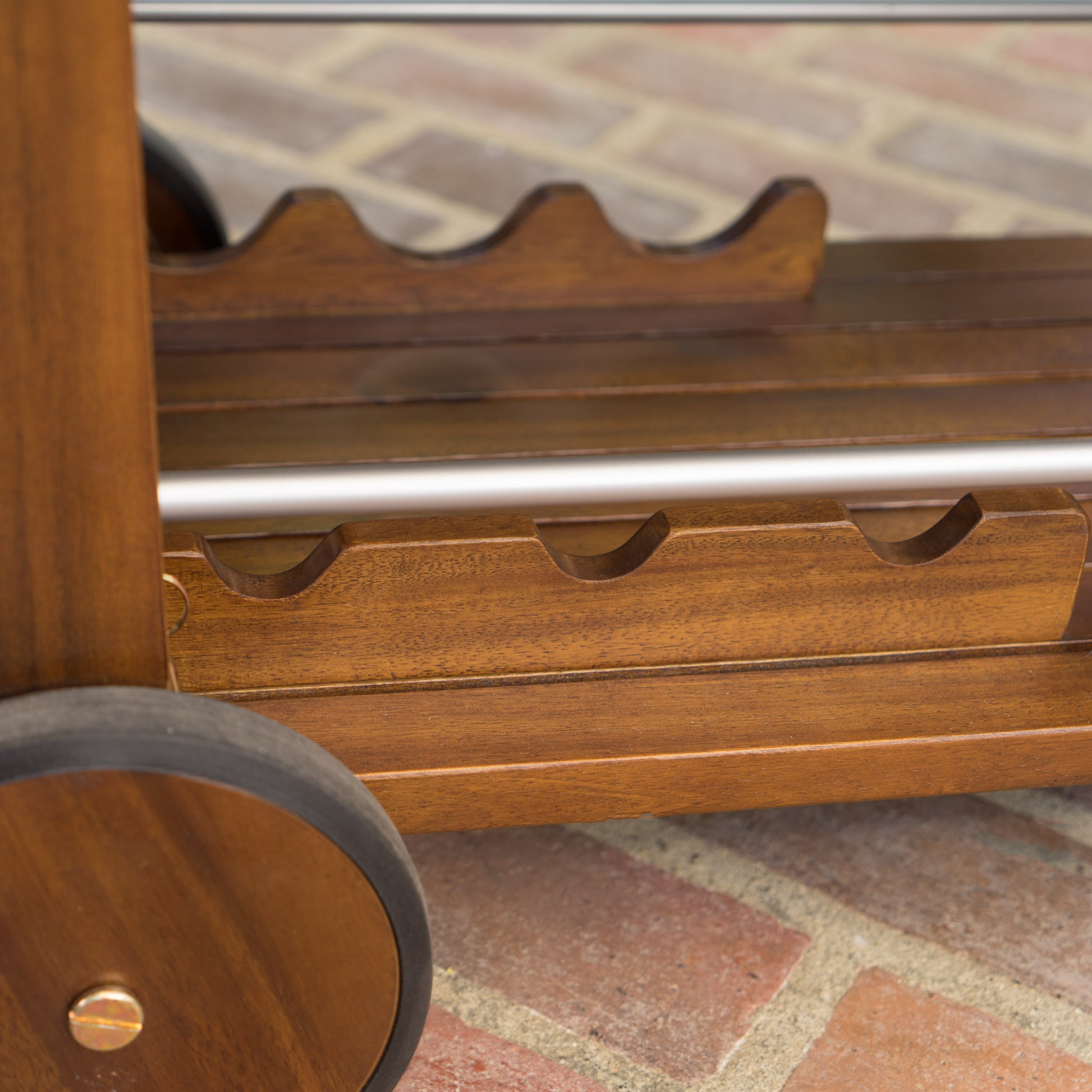 Bar Cart Oak Silver Wood