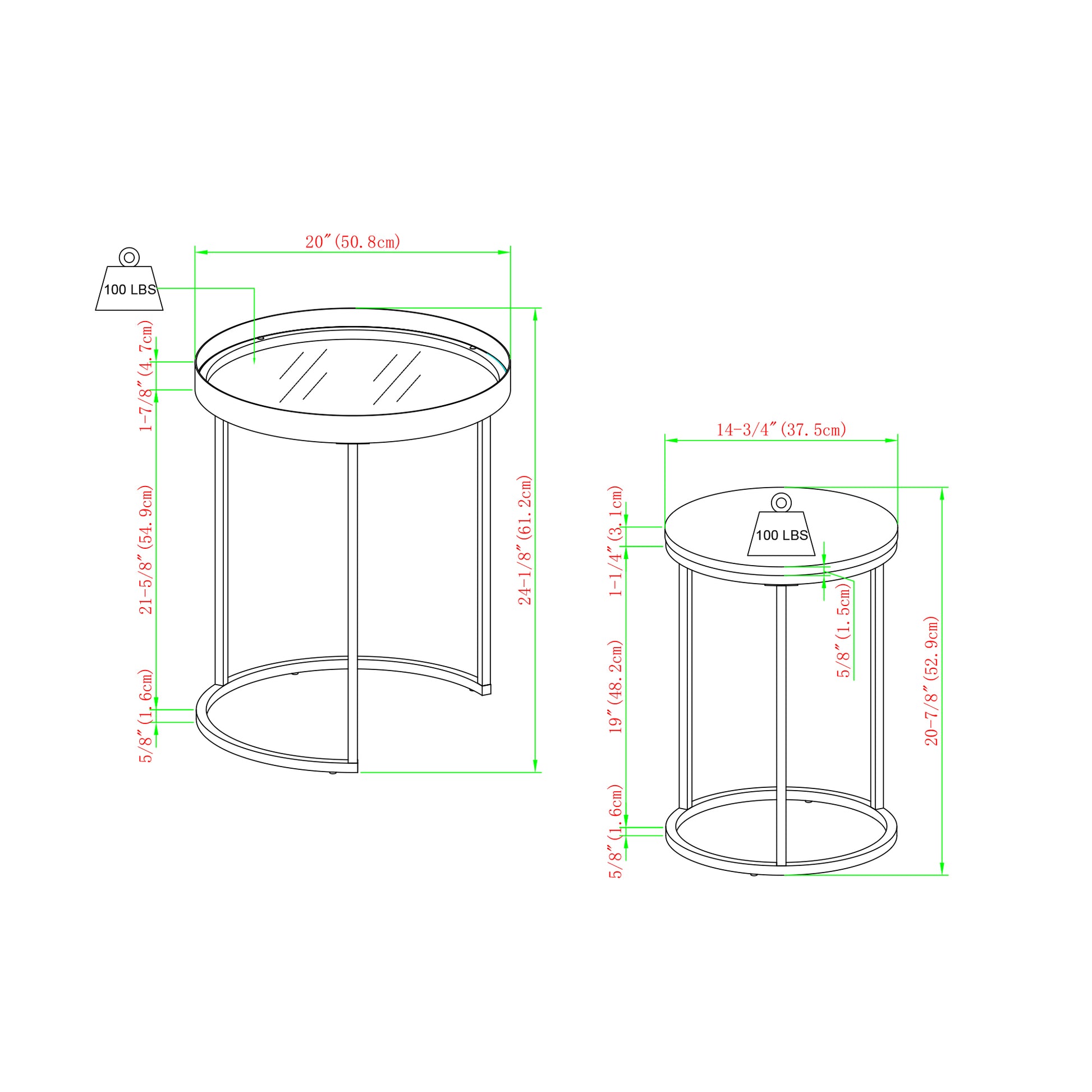 Contemporary Gold Metal Nesting Side Tables Dark Walnut Pale Gold Dark Brown Mdf