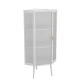 22.25'' Floor Coner Cabinet,Three Tiers With Tempered Glass Doors And Storage Shelves For Bathroom, Living Room And Bedroom White White Glass Metal