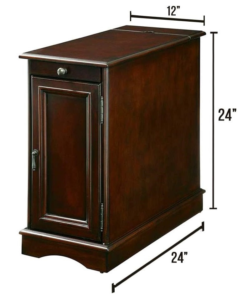 Modern Transitional Design 1Pc Side Table Nightstand Storage Cabinet Cherry Color Usb Outlet Nightstand Multifunctional Home Furniture Cherry Built In Outlets Or Usb Bedroom Contemporary,Modern,Transitional Drawers Rectangular Solid Wood