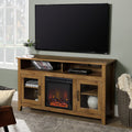 Classic Glass Door Fireplace Tall Tv Stand For Tvs Up To 65