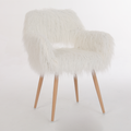 White Faux Fur Upholstered Make Up Chair Side Dining Chair With Metal Leg White Beech Metal Leg White Faux Fur