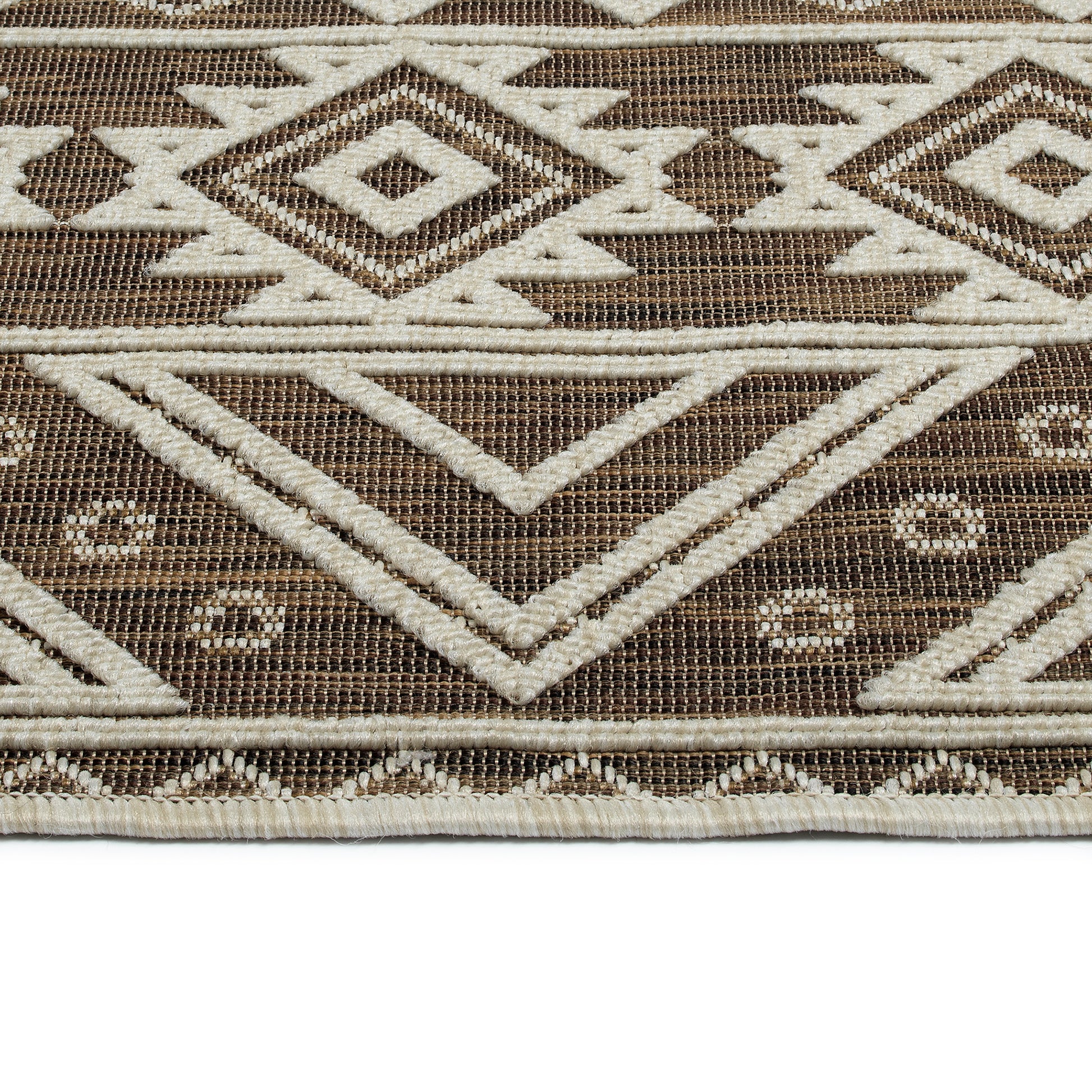 Contemporary, Transitional, Geometric, Textured, High Low Cut & Loop 2' X 3' Rectangle Throw Rug Chocolate Polypropylene