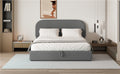 Teddy Fleece Queen Size Upholstered Platform Bed With Hydraulic Storage System, Gray Queen Gray Teddy