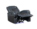 Blue And Black Power Recliner With Bluetooth Black Blue Faux Leather Manual Handle Metal Primary Living Space Tight Back Modern Handle Square Arms Faux Leather