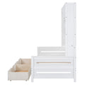 Twin Size Wooden Daybed With 2 Drawers, And All In One Cabinet And Shelf, White Twin White Wood