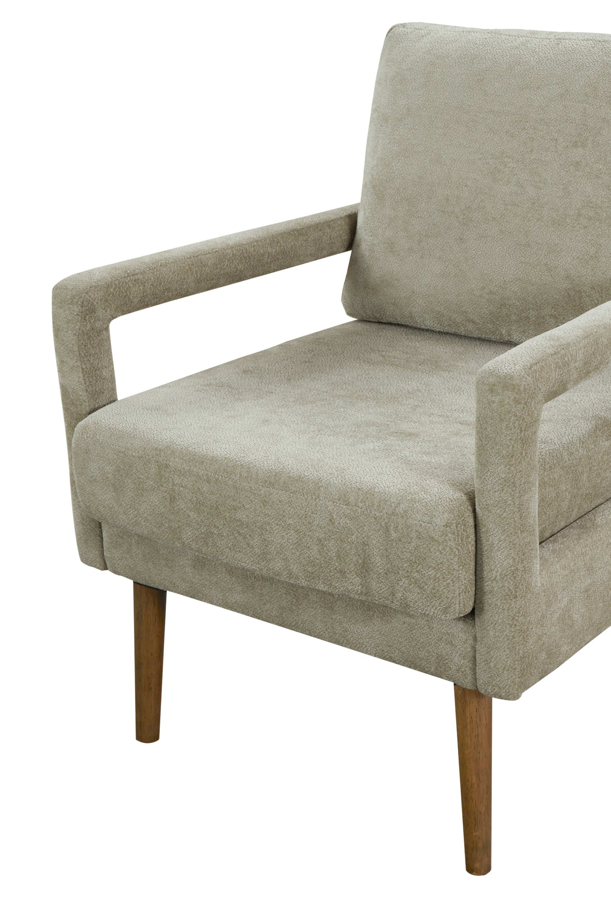 Mid Century Armchairaccent Chair With Chenille Armrest & Soft Cushion For Living Room, Bedroom, Home Office, Study, Light Grey Gray Foam Wood Fabric
