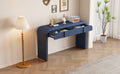 Unique Modern Rounded And Smooth Surface Console Table With 2 Drawers For Living Room And Entryway Navy Blue Navy Blue Primary Living Space Drawers Glossy Mdf