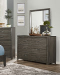 Dark Gray Finish 1Pc Dresser Of 6X Drawers Chrome Tone Handles Contemporary Design Bedroom Furniture Dark Gray Bedroom Contemporary Wood