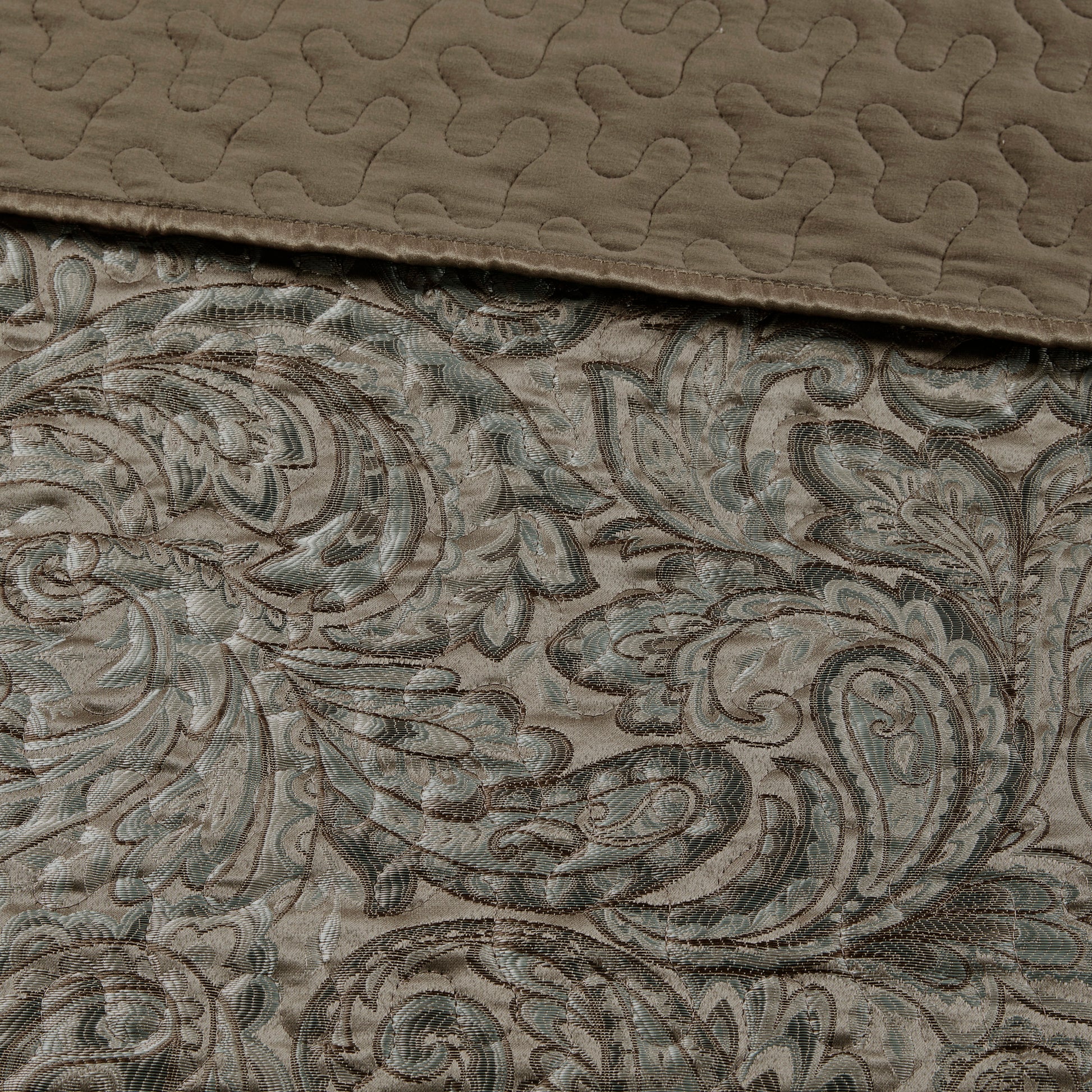 5 Piece Jacquard Bedspread Set With Throw Pillows Blue Brown King King Blue Brown Cotton