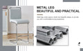 Table And Chair Set. A Rectangular Glass Dining Table With A 0.4 Inch Tempered Glass Tabletop And Mdf Board V Shaped Bracket, Paired With Chairs Consisting Of Pu Seat Cushions And Silver Metal Legs. Black Gray Seats 4 Tempered Glass