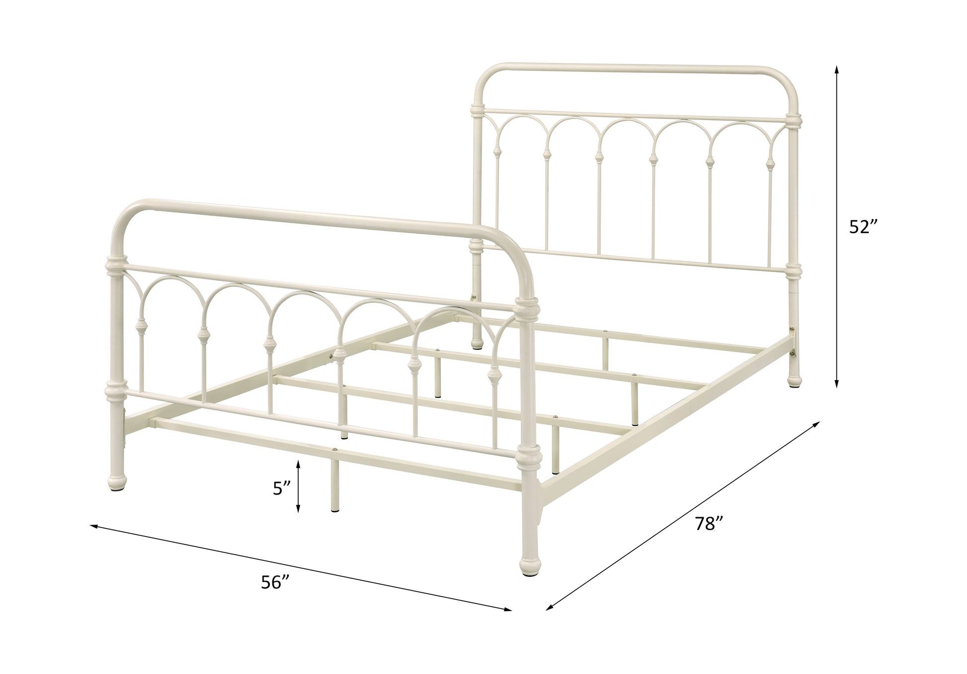 Citron White Finish Full Bed White Metal