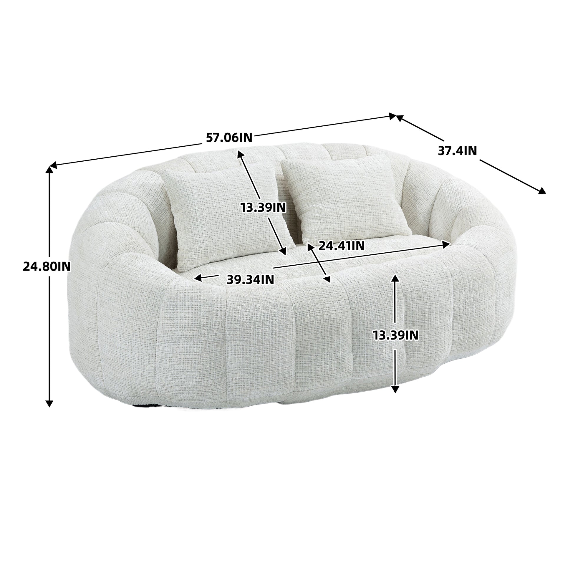 Coolmore Bean Bag Sofa Lazy Sofa Durable Comfort Lounger High Back Bean Bag Chair Couch For Adults And Kids, Indoor & Outdoor, Accent Floor Soft Lounge Chair Beige Chenille Beige Foam Chenille 2 Seat