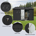 Metal Garden Sheds 6Ftx8Ft Outdoor Black With Window Black Metal