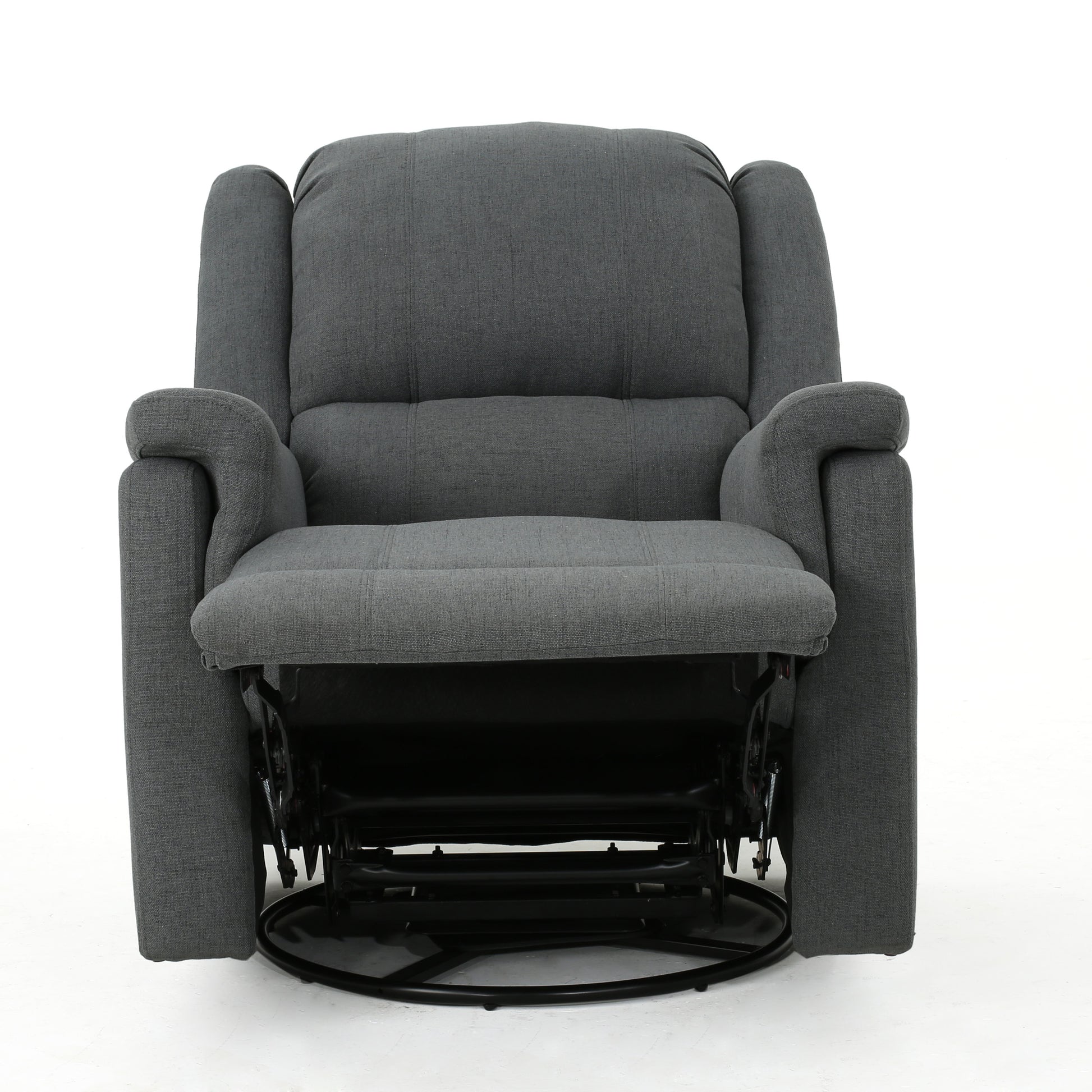 Charcoal Fabric Glider Recliner With Swivel, Manual Reclining Chair Charcoal Fabric