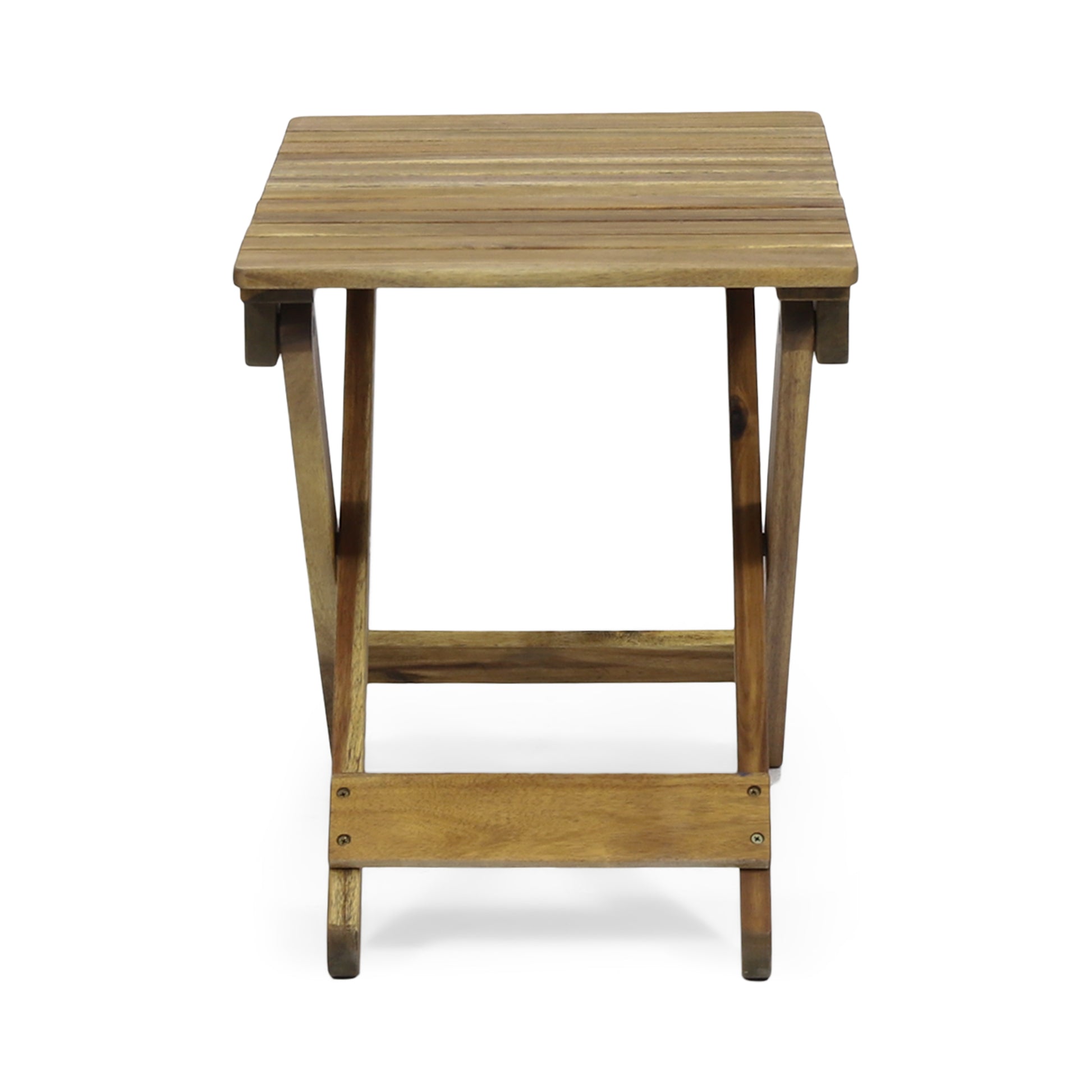 Outdoor Folding Wooden Side Table, Natural, 15"D X 22.75"W X 18.25"H Natural Acacia Wood